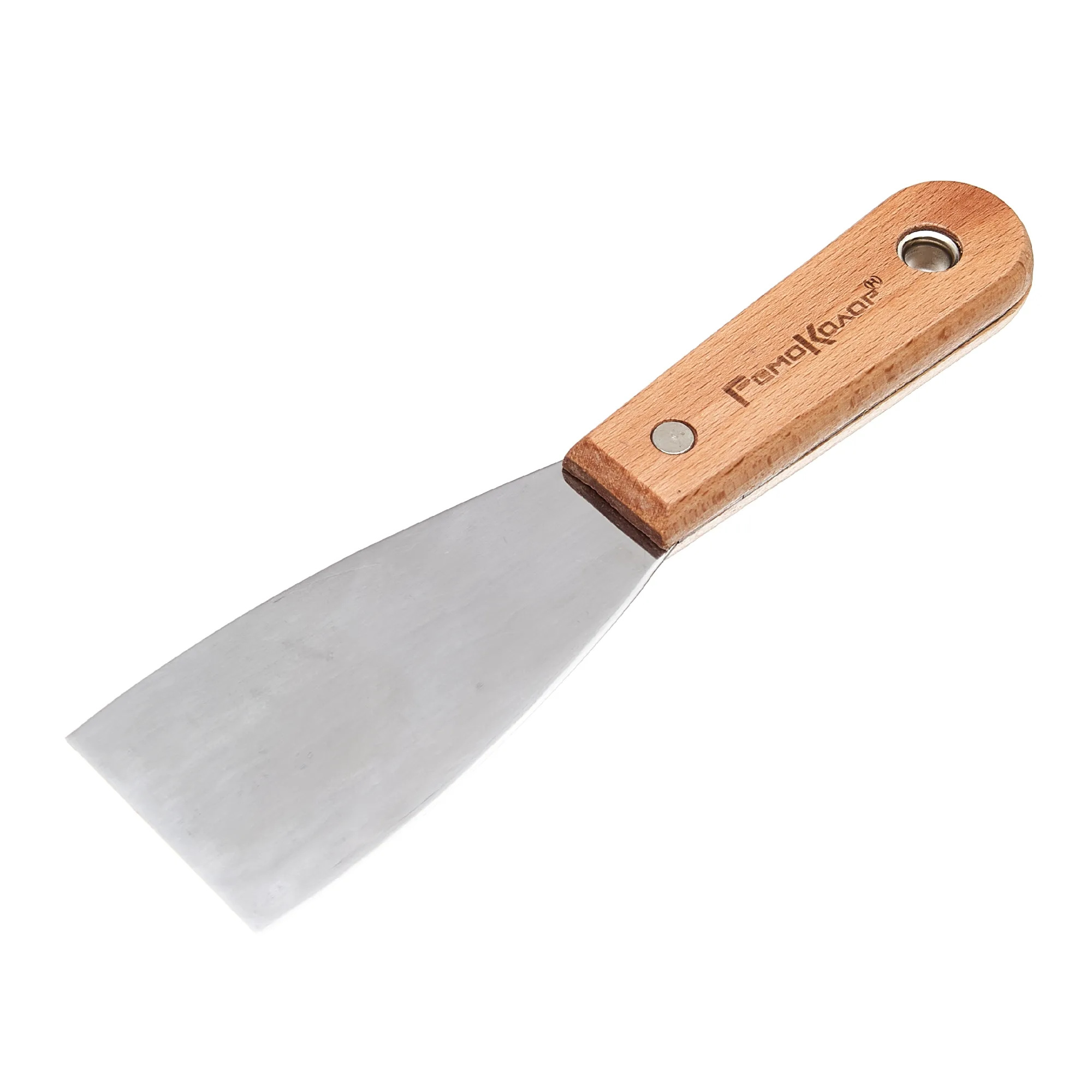 Шпательная лопатка "Профи", нержавеющая сталь, зеркал. полотно, деревянная рукоятка, 50мм, (шт.)