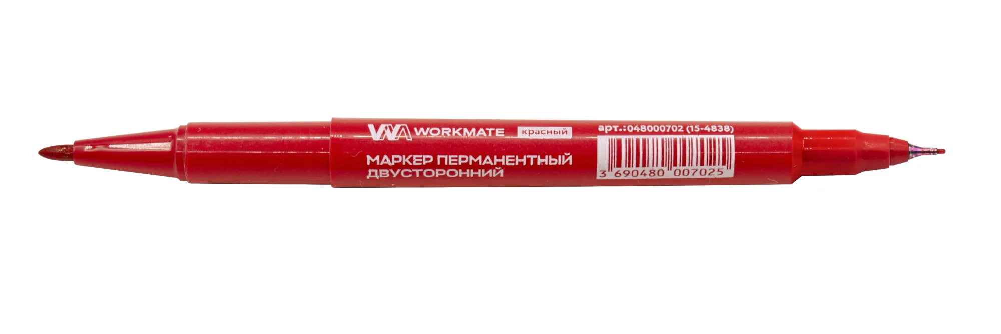 Маркер перманентный, двусторонний, цвет красный, ширина линии 0,5-1мм, (шт.)