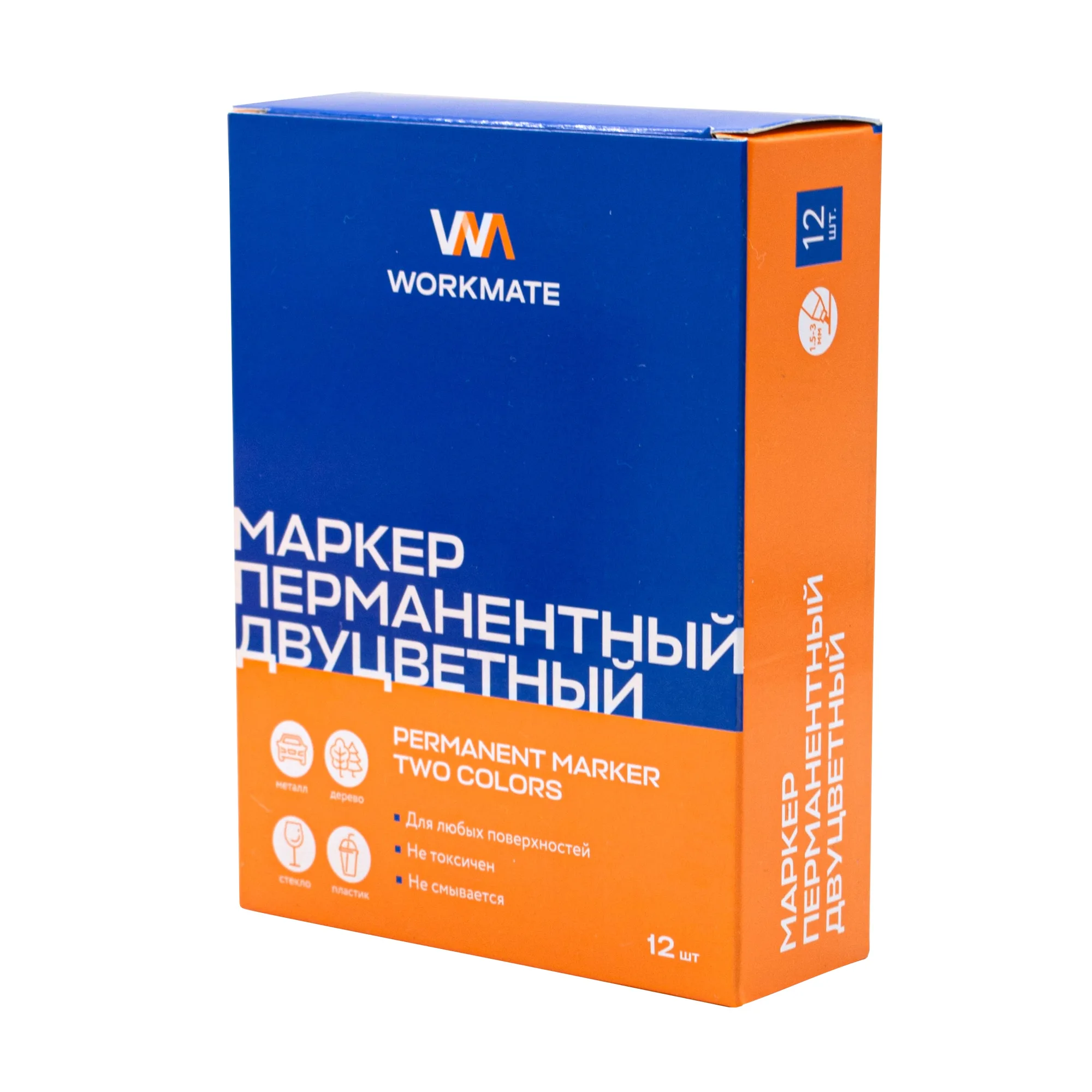 Маркер перманентный, двусторонний, цвета черный/красный, ширина линии 1,5-3мм, (шт.)