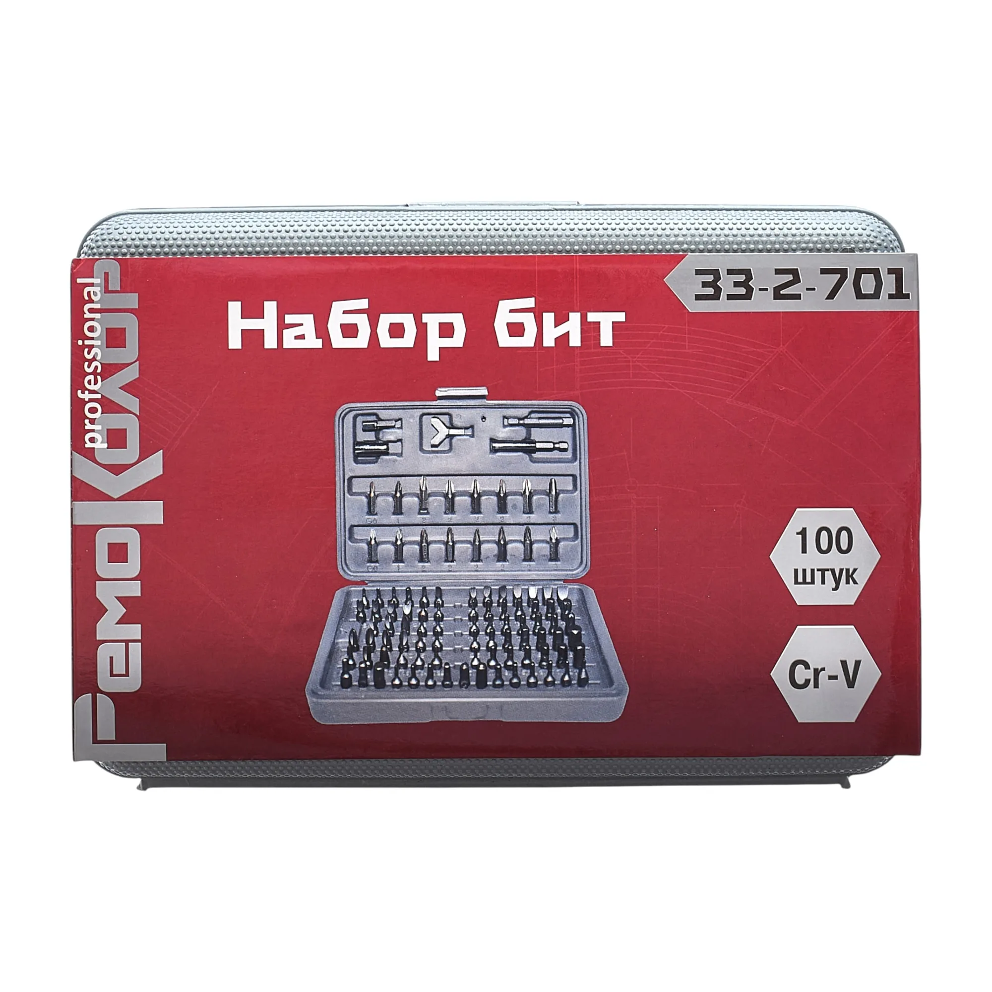 Набор бит  с адаптером, CrV, пласт. бокс, 100 предметов, (шт.)