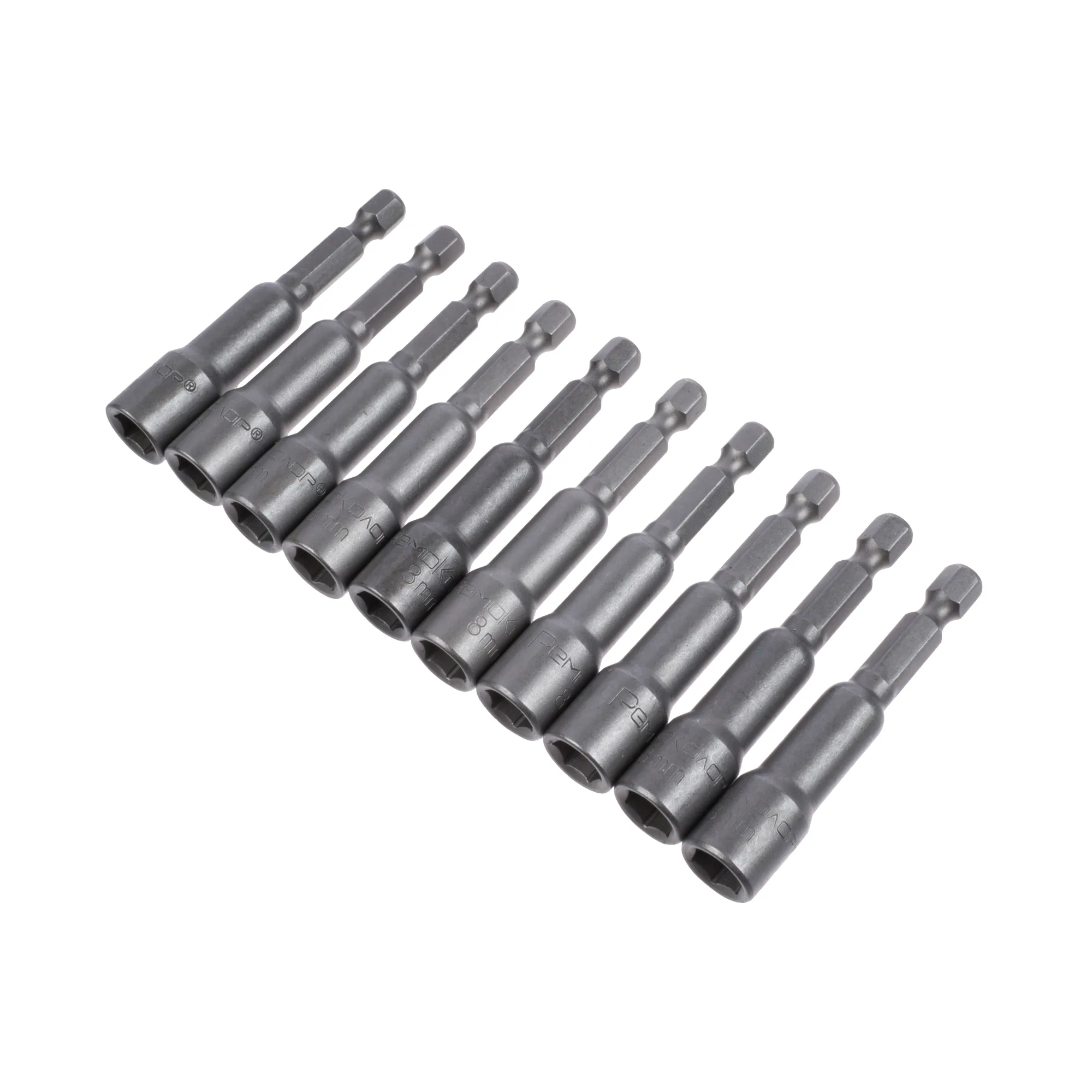 Головка торцевая магнитная 8 х 65 мм, хвостовик 1/4" Е, CrV, 10 шт., (уп.)