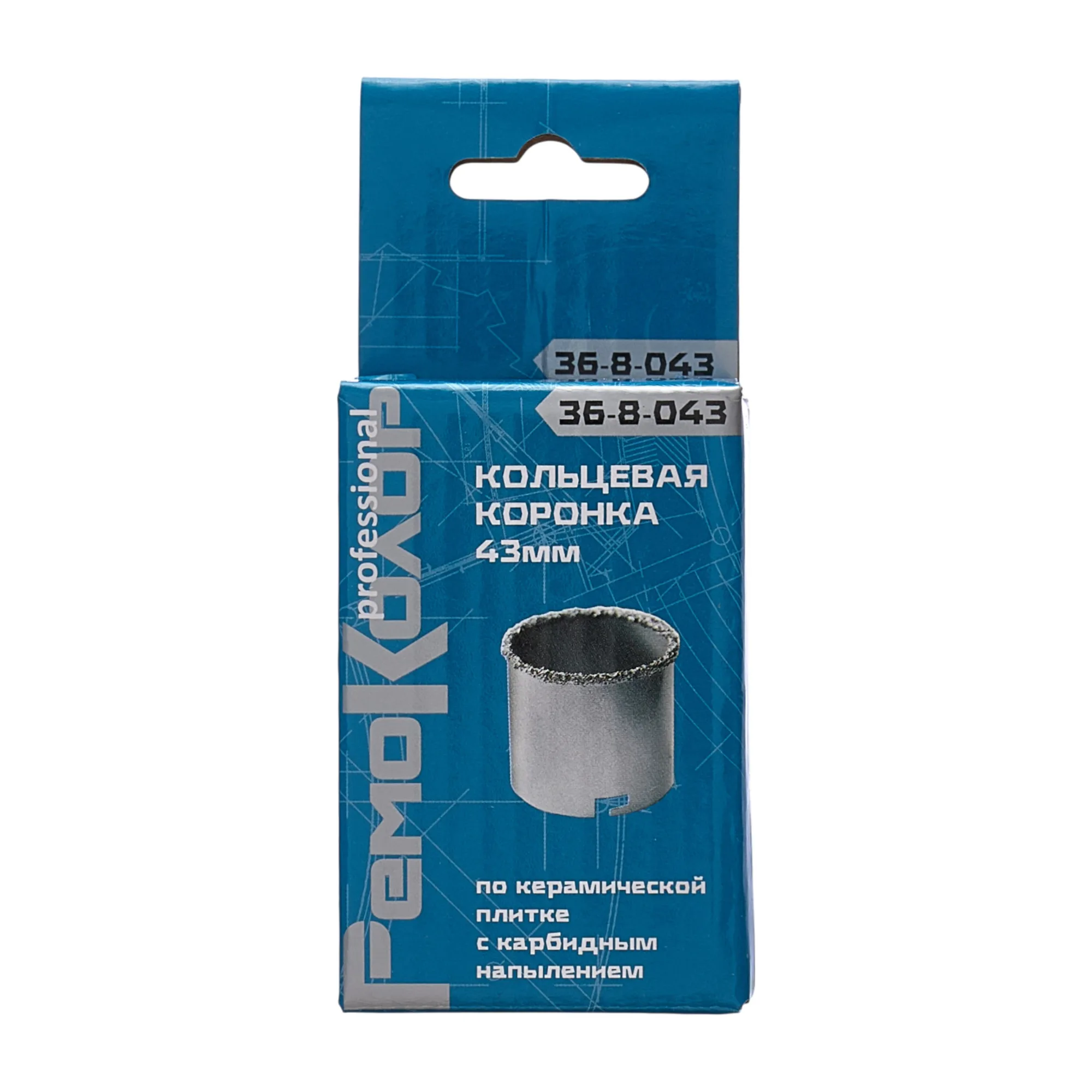 Коронка кольцевая по стеклу и керамограниту, 43 мм, ВК8,  (шт.)