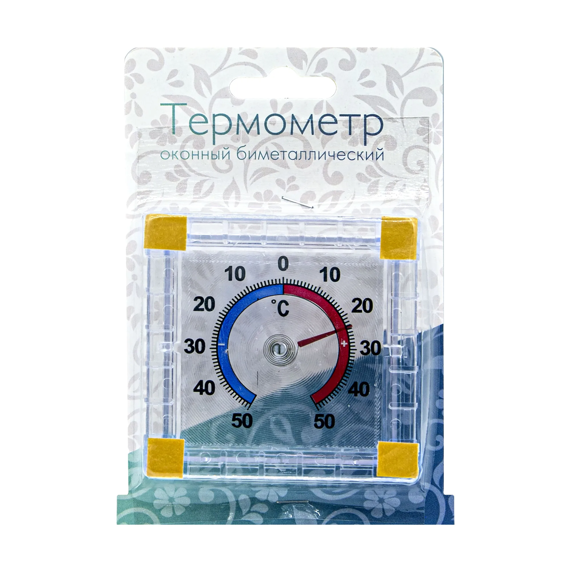 Термометр оконный наружный, биметаллический, ТББ, от -50°C до +50°C, 70x75мм, (шт.)