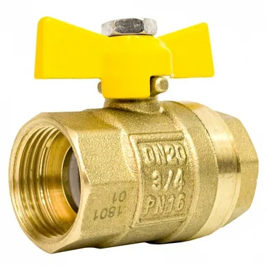 Кран для газа, латунный, внутренняя резьба, бабочка, 3/4",3682, (шт.)