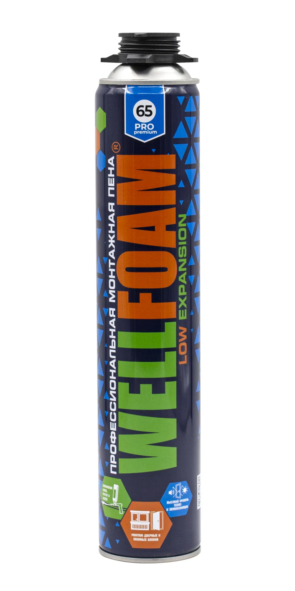 Пена монтажная профессиональная WELLFOAM 65 НИЗКОЕ РАСШИРЕНИЕ, 1000мл, (шт.)