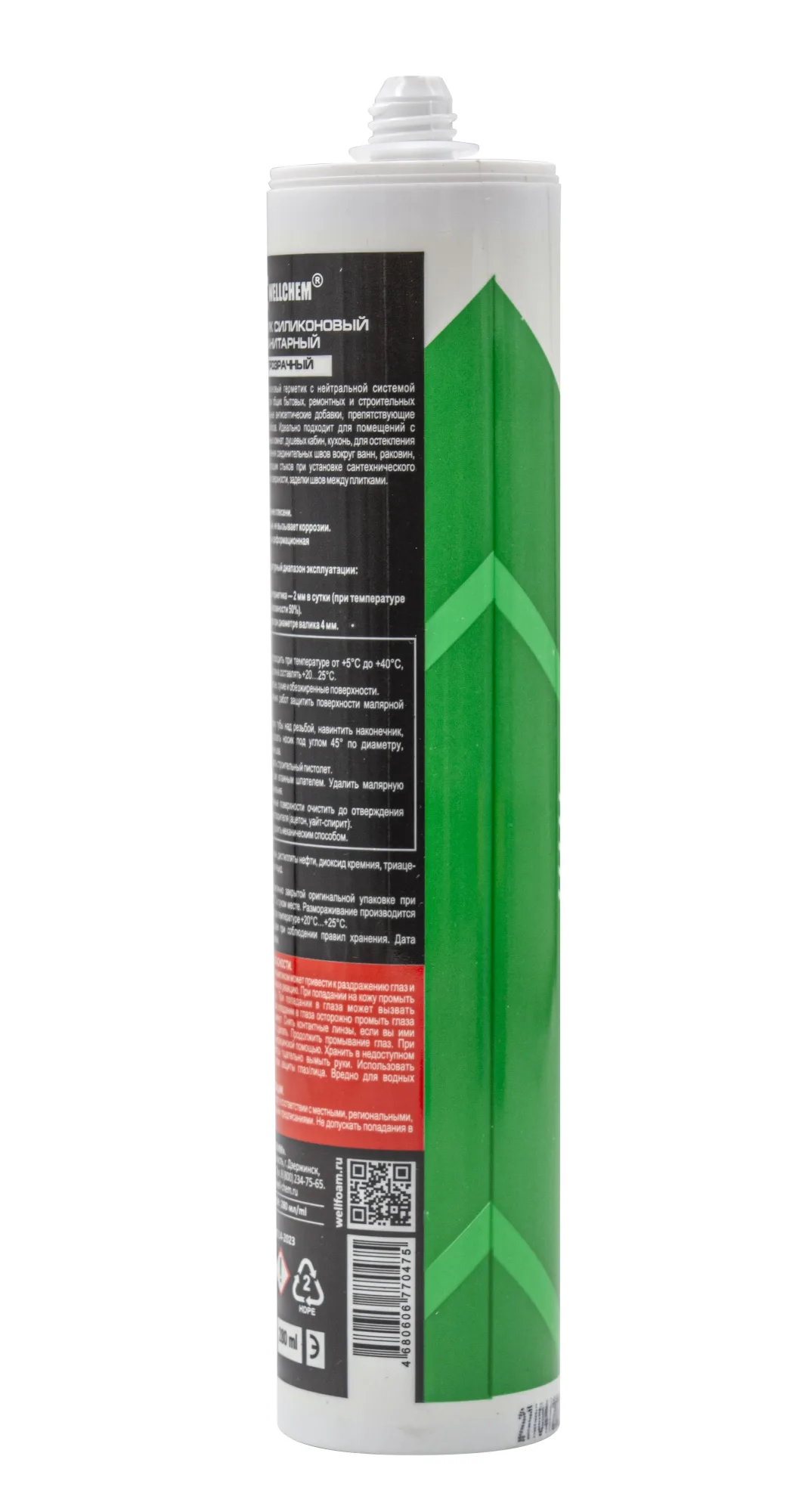 Герметик силиконовый санитарный, WELLCHEM,прозрачный, 280мл, (шт.)