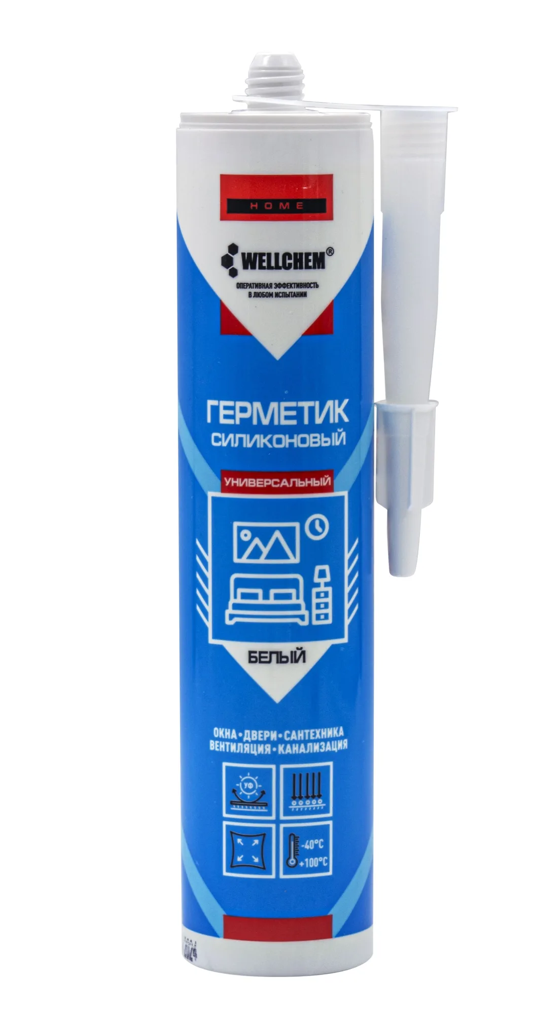 Герметик силиконовый универсальный, WELLCHEM, белый, 280мл, (шт.)