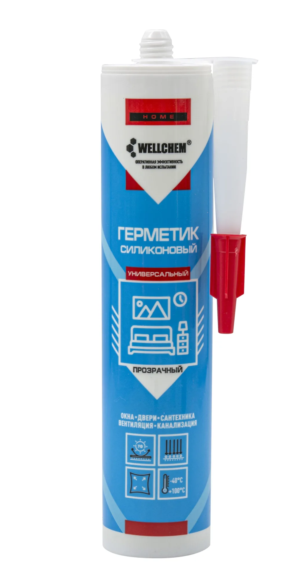 Герметик силиконовый универсальный, WELLCHEM,прозрачный, 280мл, (шт.)
