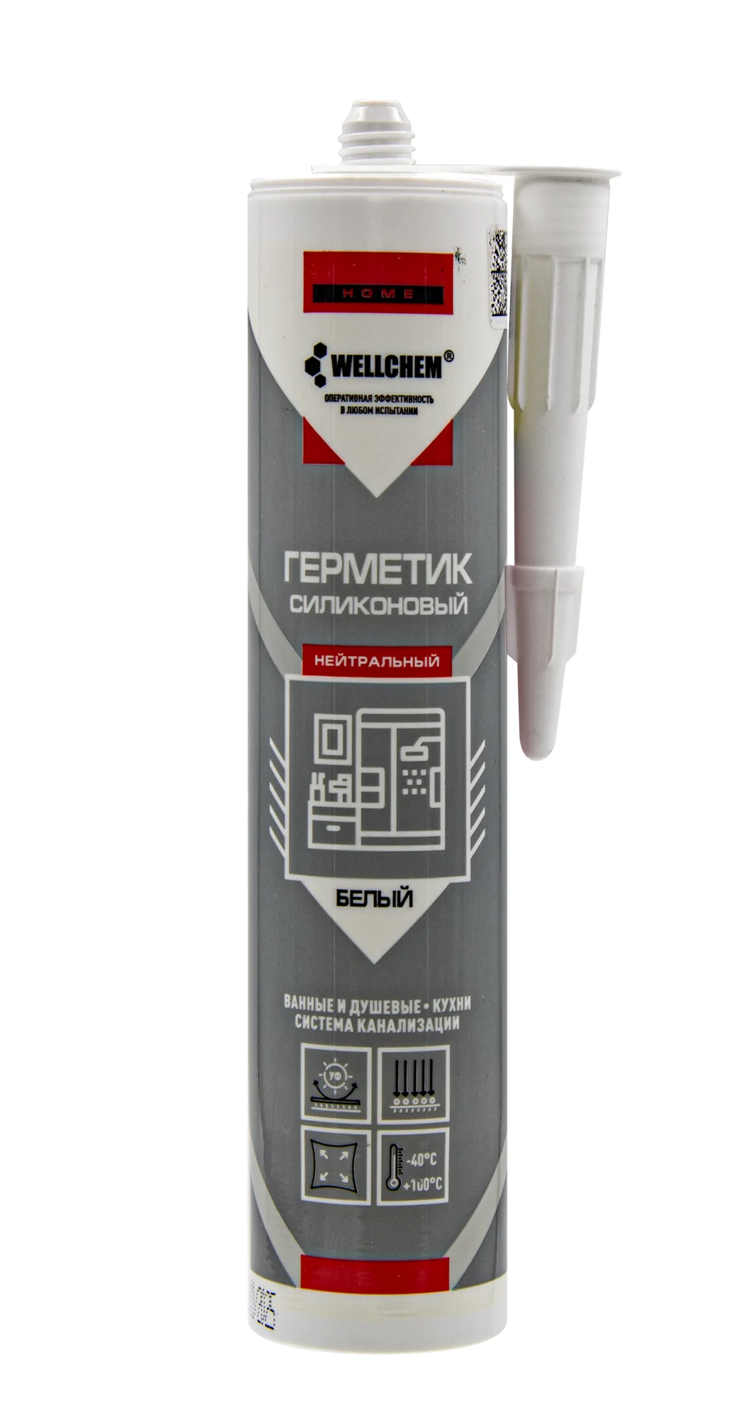 Герметик силиконовый нейтральный, WELLCHEM, белый, 280мл, (шт.)