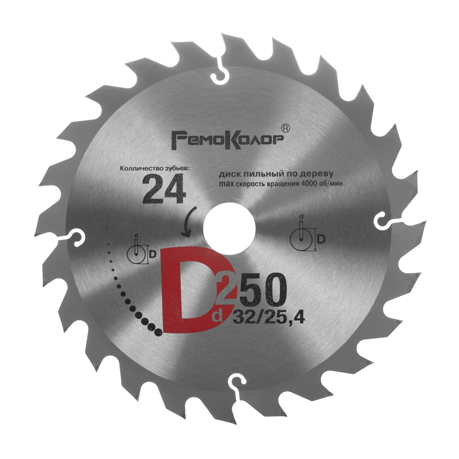 Диск пильный по дереву, кольца  16/20/22/25,4/30мм, 250х2,8х32х24Т rpm 6100, (шт.)