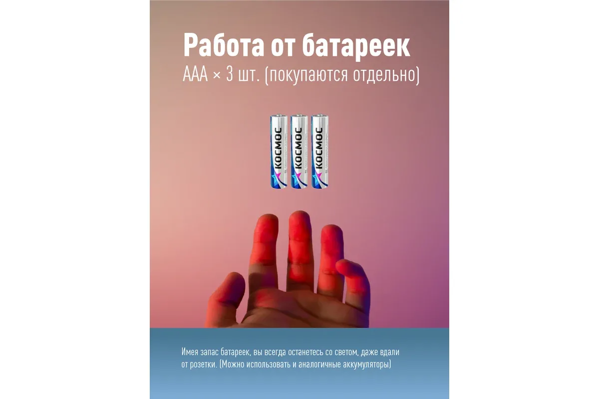 Фонарь  для подсветки 1Вт, самоклеящийся, 7x7x2,5см, 3xAAA в комплект не входят, KOC304B 3шт., (уп.)