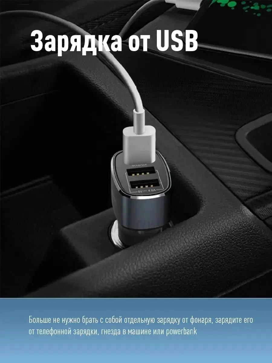 Фонарь светод 3Вт пластик IP53 4реж. аккум литий-ионный 18650, индикатор, USB-шнур, KOS115Lit, (шт.)