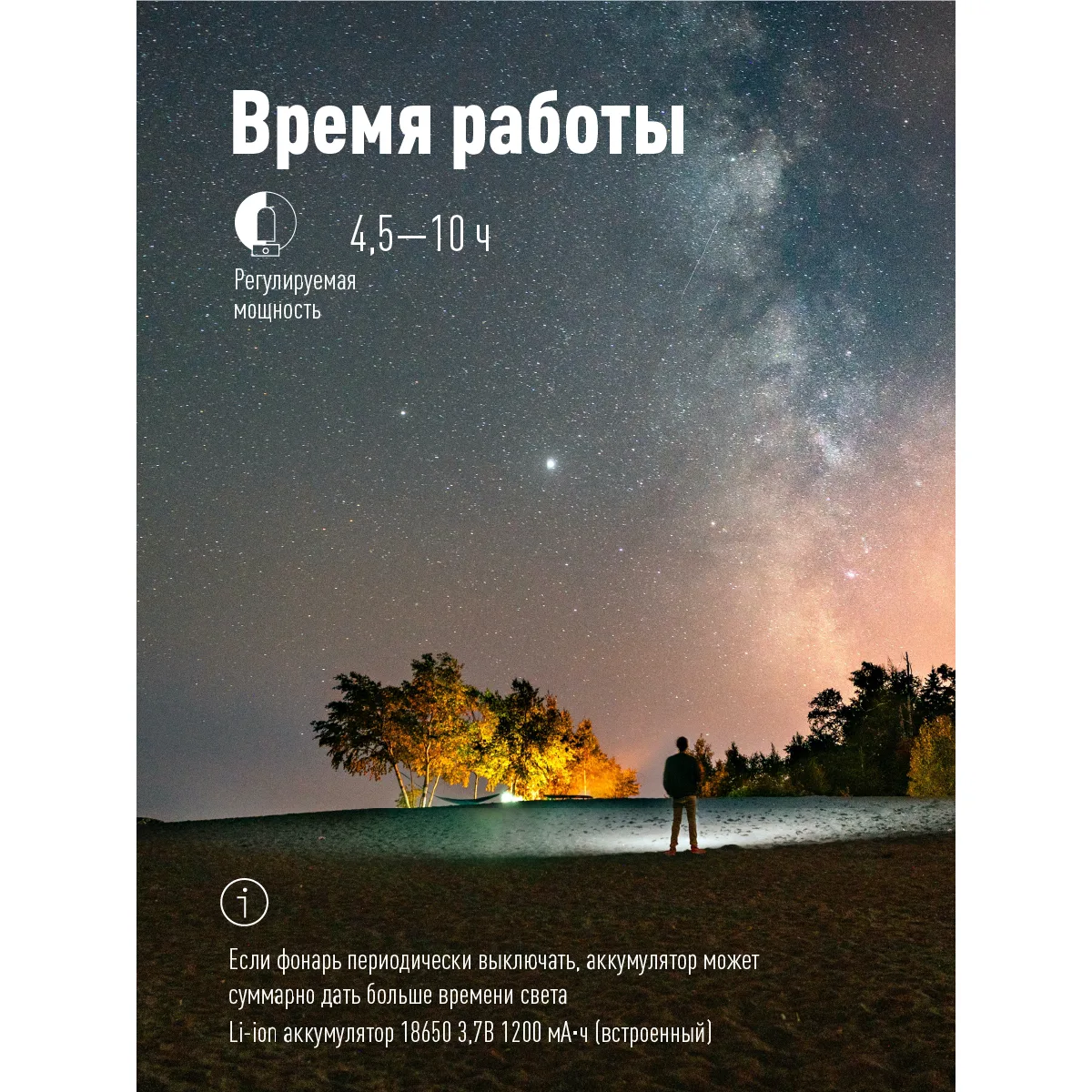 Фонарь светод. кемпинг 10Вт литий-ионный1200мА.ч. тепл. свет диммир USBшнур, KOC618Lit, (шт.)