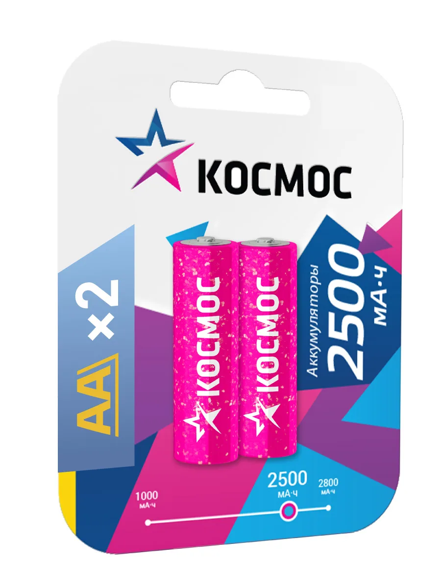 Аккумулятор никель-металлгидридный 2500 mAh, AА, KOCR6NIMH2500MAH2BL, 2 шт. , (уп.)